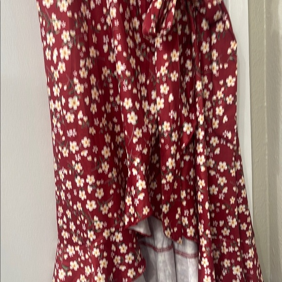 Floral Red Wrap Dress - Picture 8 of 14